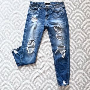 BIG STAR // THE BUCKLE Women’s Maddie Distressed Skinny Fit Blue Denim Jeans 28